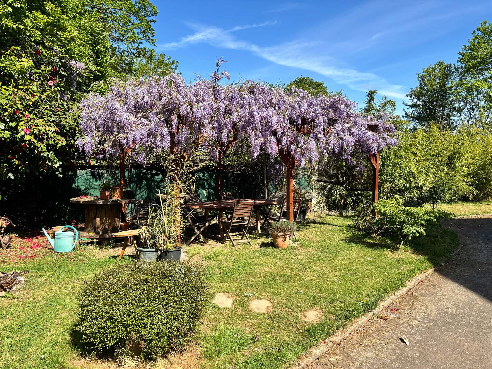 La terrasse sous la glycine